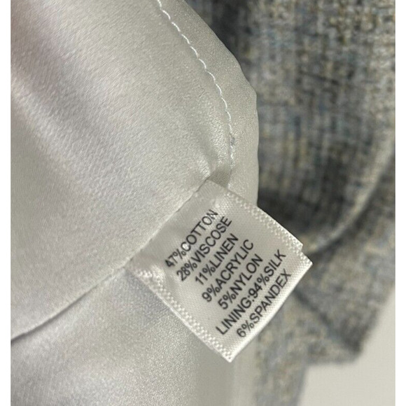 St John Dress 8 Sleeveless Tweed Knit Silk Lined Sheath Linen Blend Back Zip - Picture 7 of 8